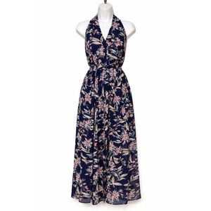 Gal Meets Glam‎ Whimsical Floral Halter Maxi Dress Womens Size 8 Wedding Guest